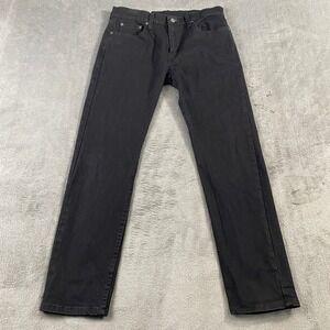 Levi's 502 Regular Taper Jeans Mens 30x30 Black Denim Pants Stretch Preppy Goth